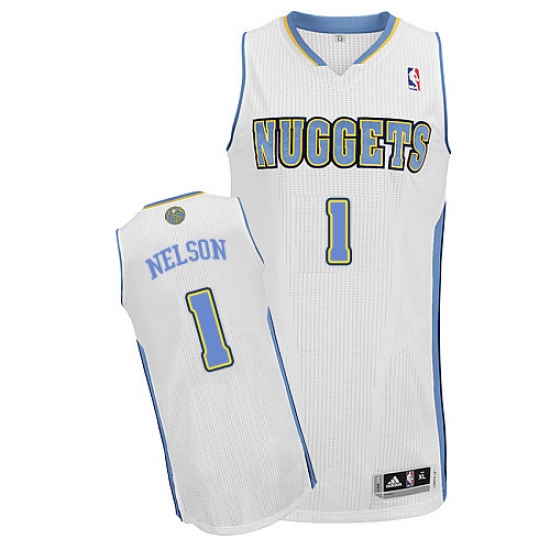 Men's Adidas Denver Nuggets #1 Jameer Nelson Authentic White Home NBA Jersey - Ujersey