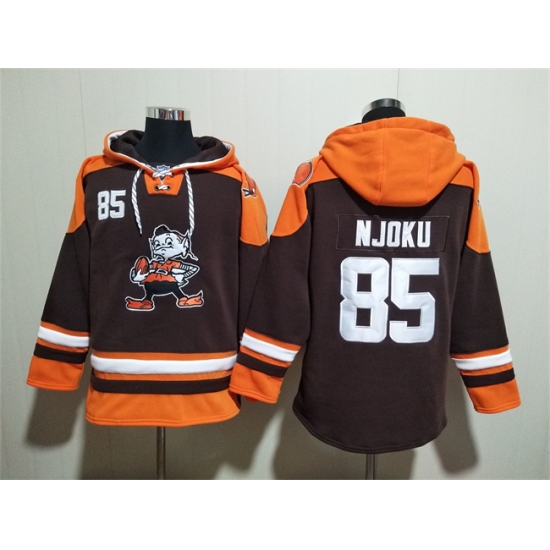 Men's Cleveland Browns #85 David Njoku Brown Ageless Must-Have Lace-Up Pullover Hoodie - Ujersey
