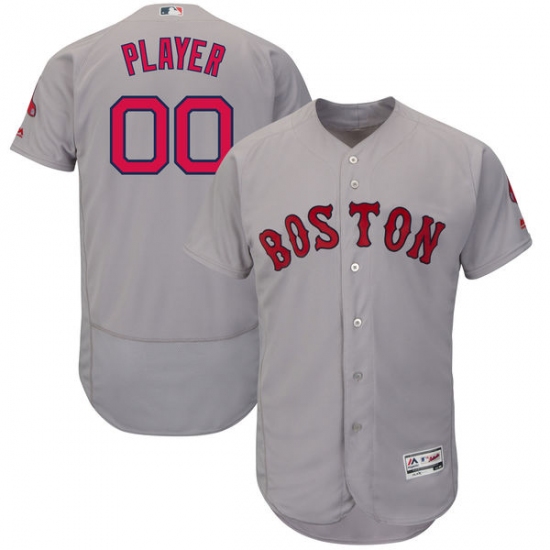 Men's Boston Red Sox Majestic Road Gray Flex Base Authentic Collection Custom Jersey - Ujersey