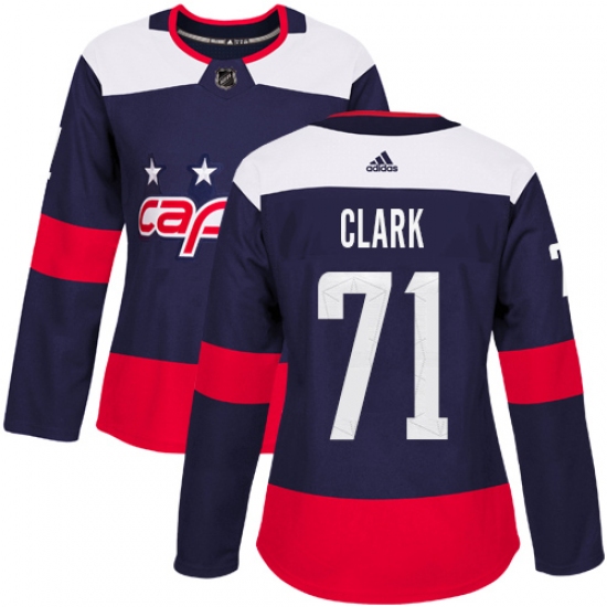 Women's Adidas Washington Capitals #71 Kody Clark Authentic Navy Blue 2018 Stadium Series NHL Jersey - Ujersey