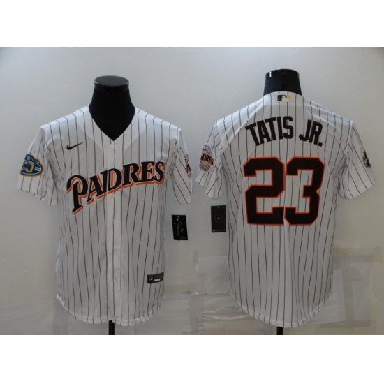 Men's Nike San Diego Padres #23 Fernando Tatis Jr. White Throwback Stitched Baseball Jersey - Ujersey