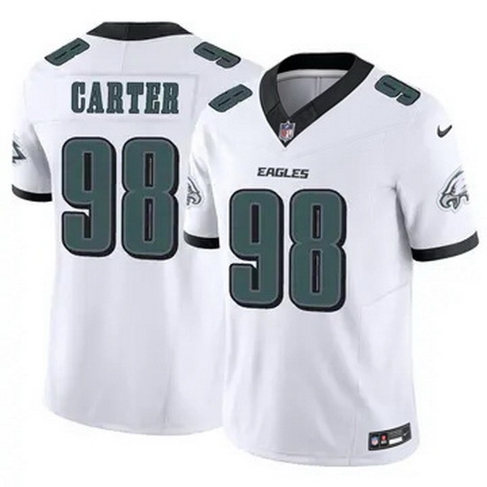 Youth Philadelphia Eagles #98 Jalen Carter White F U S E Stitched NFL Jersey - Ujersey