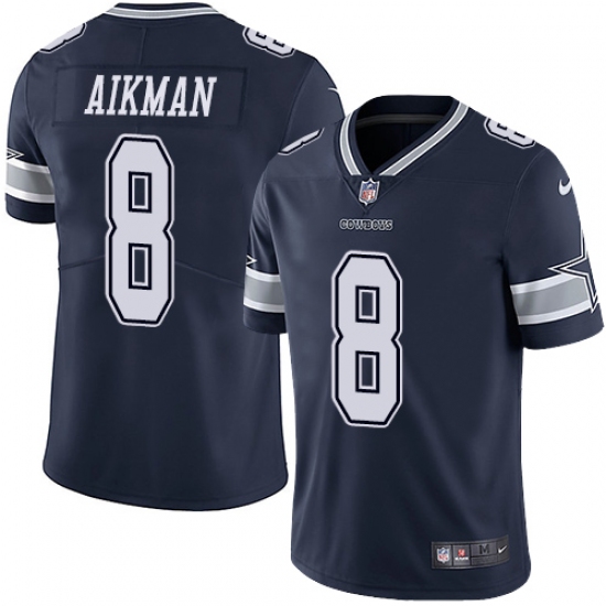 Men's Nike Dallas Cowboys #8 Troy Aikman Navy Blue Team Color Vapor Untouchable Limited Player NFL Jersey - Ujersey
