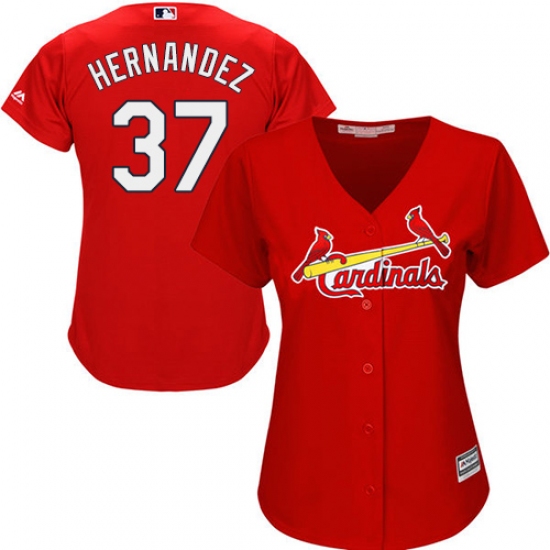Women's Majestic St. Louis Cardinals #37 Keith Hernandez Authentic Red Alternate Cool Base MLB Jersey - Ujersey