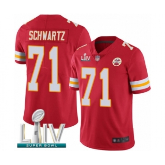 Men's Kansas City Chiefs #71 Mitchell Schwartz Red Team Color Vapor Untouchable Limited Player Super Bowl LIV Bound Football Jersey - Ujersey