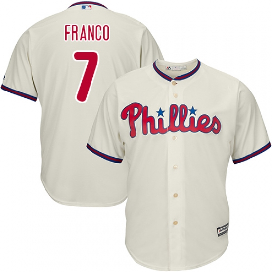 Youth Majestic Philadelphia Phillies #7 Maikel Franco Replica Cream Alternate Cool Base MLB Jersey - Ujersey