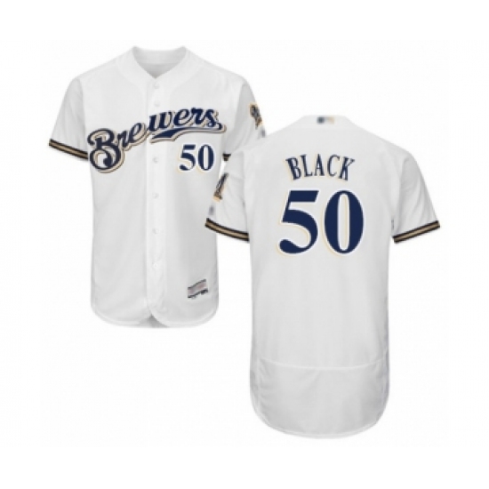 Men's Milwaukee Brewers #50 Ray Black White Alternate Flex Base Authentic Collection Baseball Player Jersey - Ujersey