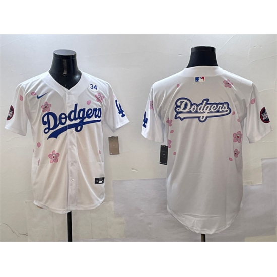 Men's Los Angeles Dodgers Team Big Logo White 2025 Tokyo Series Limited Stitched Baseball Jersey - Ujersey
