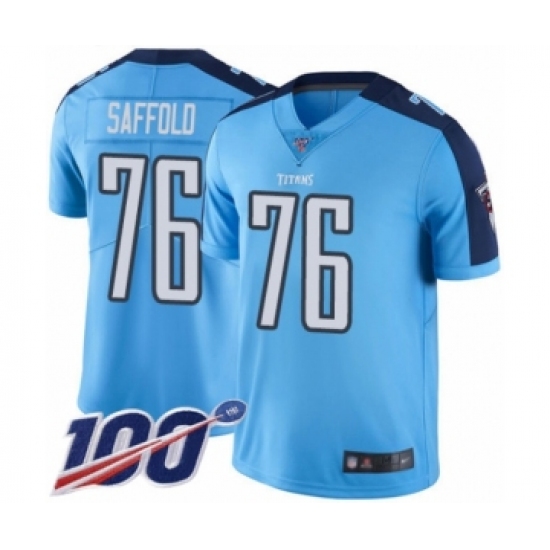Men's Tennessee Titans #76 Rodger Saffold Limited Light Blue Rush Vapor Untouchable 100th Season Football Jersey - Ujersey