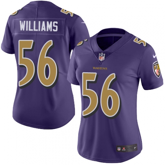 Women's Nike Baltimore Ravens #56 Tim Williams Limited Purple Rush Vapor Untouchable NFL Jersey - Ujersey