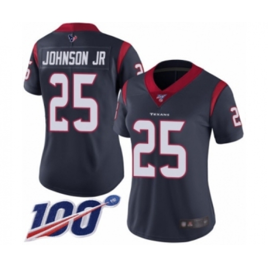 Women's Houston Texans #25 Duke Johnson Jr Navy Blue Team Color Vapor Untouchable Limited Player 100th Season Football Jersey - Ujersey