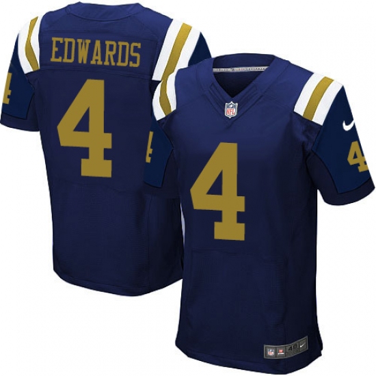 Men's Nike New York Jets #4 Lac Edwards Elite Navy Blue Alternate NFL Jersey - Ujersey