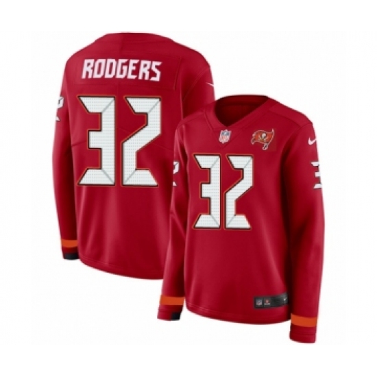 Women's Nike Tampa Bay Buccaneers #32 Jacquizz Rodgers Limited Red Therma Long Sleeve NFL Jersey - Ujersey
