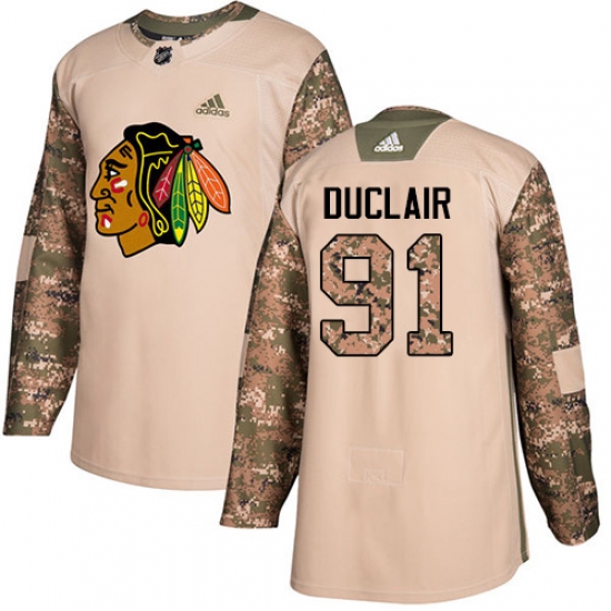 Men's Adidas Chicago Blackhawks #91 Anthony Duclair Authentic Camo Veterans Day Practice NHL Jersey - Ujersey