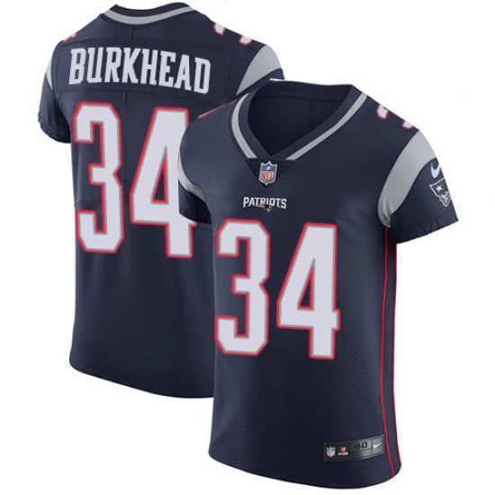 Men's Nike New England Patriots #34 Rex Burkhead Navy Blue Team Color Vapor Untouchable Elite Player NFL Jersey - Ujersey