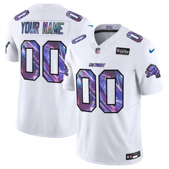 Men's Detroit Lions Active Player Custom White 2025 Crucial Catch F.U.S.E. Vapor Limited Football Stitched Jersey - Ujersey
