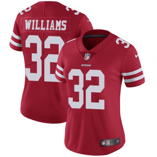 Women's Nike San Francisco 49ers #32 Joe Williams Red Team Color Vapor Untouchable Limited Player NFL Jersey - Ujersey