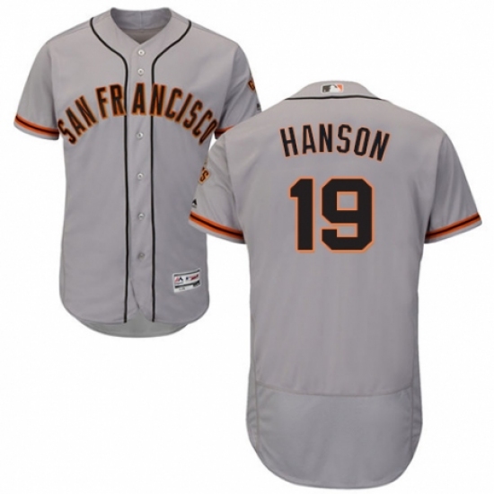Men's Majestic San Francisco Giants #19 Alen Hanson Grey Road Flex Base Authentic Collection MLB Jersey - Ujersey