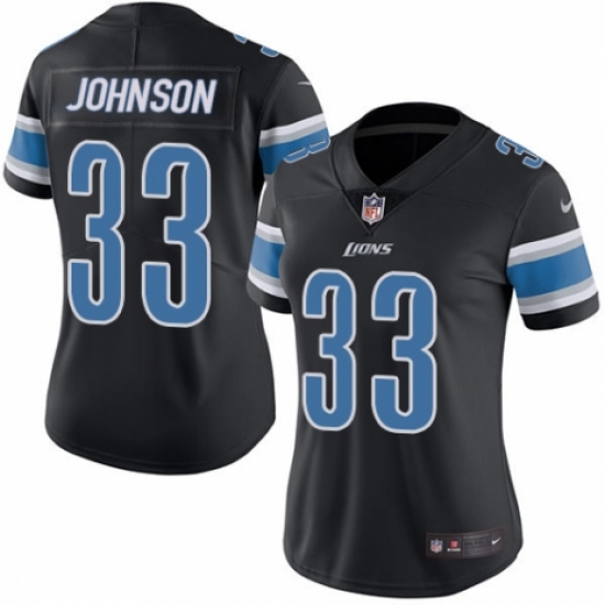Women's Nike Detroit Lions #33 Kerryon Johnson Limited Black Rush Vapor Untouchable NFL Jersey - Ujersey