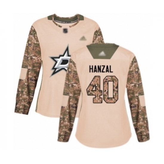 Women's Dallas Stars #40 Martin Hanzal Authentic Camo Veterans Day Practice Hockey Jersey - Ujersey