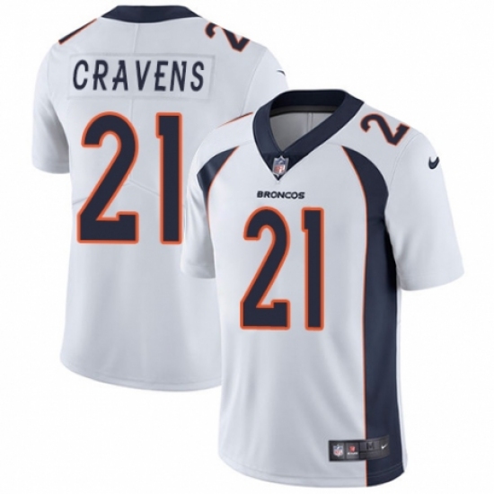 Men's Nike Denver Broncos #21 Su'a Cravens White Vapor Untouchable Limited Player NFL Jersey - Ujersey