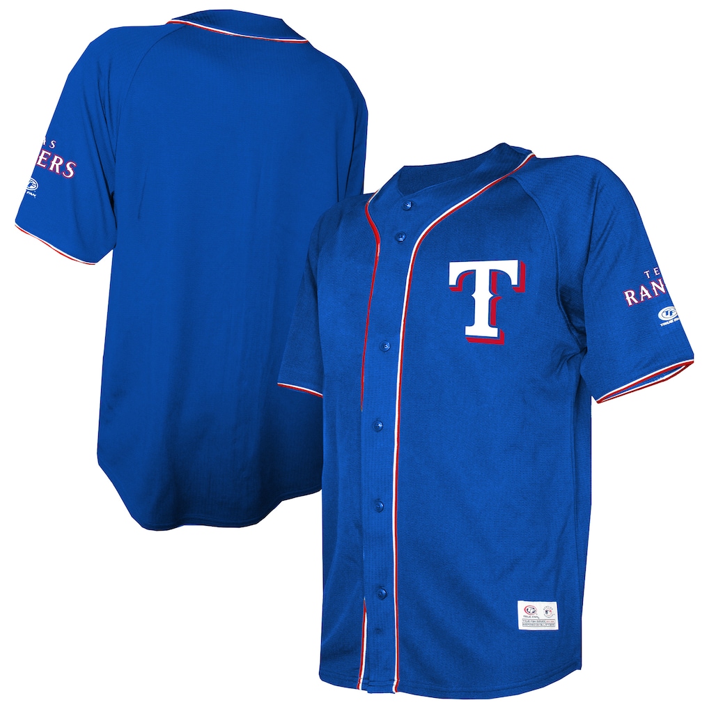 Men's Texas Rangers Stitches Royal Team Color Full-Button Fashion Jersey - Ujersey