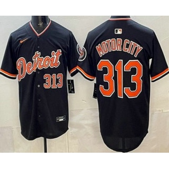 Men's Detroit Tigers #313 Motor City Navy Limited Jersey - Ujersey