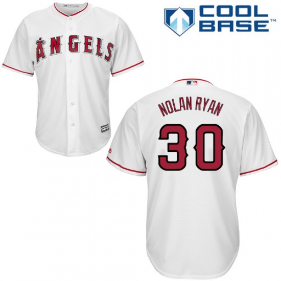 Men's Majestic Los Angeles Angels of Anaheim #30 Nolan Ryan Replica White Home Cool Base MLB Jersey - Ujersey