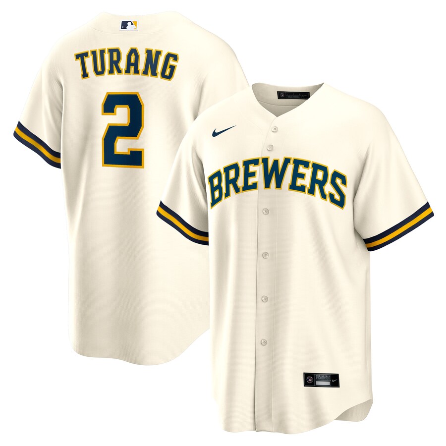 Youth Milwaukee Brewers Brice Turang Nike Cream Home Replica Jersey - Ujersey