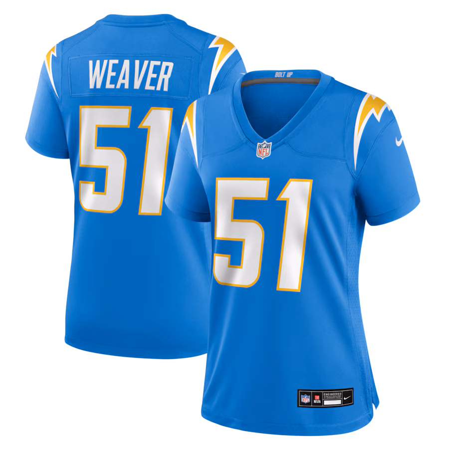 Women's Los Angeles Chargers Rashad Weaver Nike Powder Blue Team Game Jersey - Ujersey