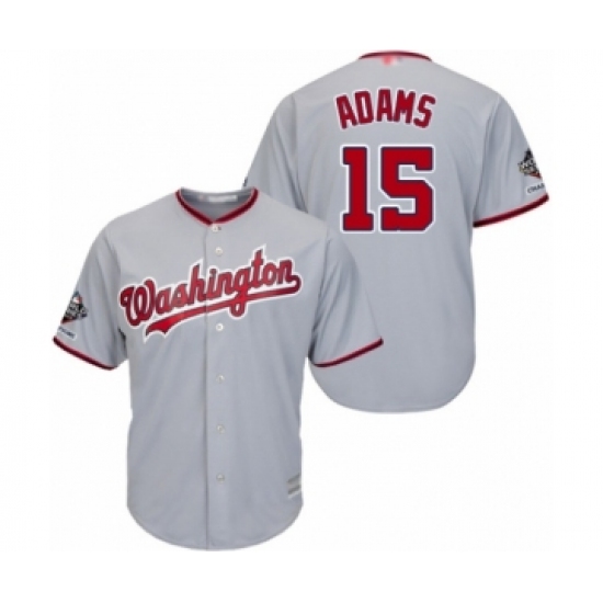 Youth Washington Nationals #15 Matt Adams Authentic Grey Road Cool Base 2019 World Series Champions Baseball Jersey - Ujersey