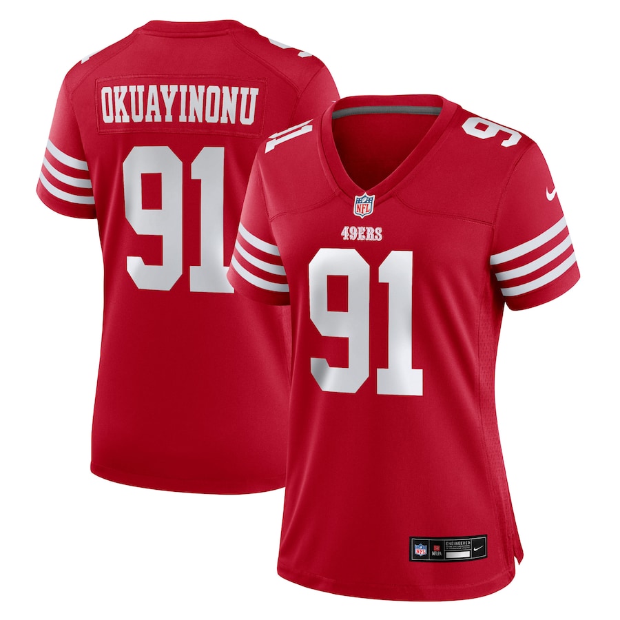 Women's San Francisco 49ers Sam Okuayinonu Nike Scarlet Team Game Jersey - Ujersey