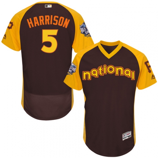 Men's Majestic Pittsburgh Pirates #5 Josh Harrison Brown 2016 All-Star National League BP Authentic Collection Flex Base MLB Jersey - Ujersey