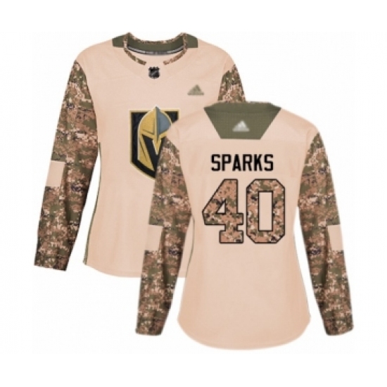 Women's Vegas Golden Knights #40 Garret Sparks Authentic Camo Veterans Day Practice Hockey Jersey