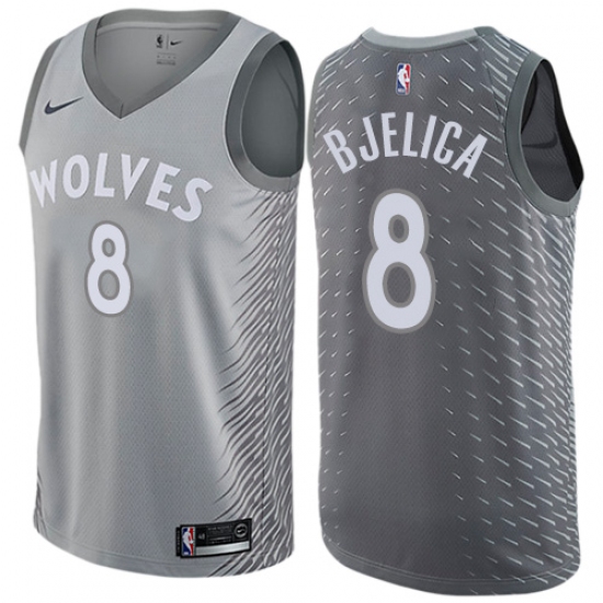 Youth Nike Minnesota Timberwolves #8 Nemanja Bjelica Swingman Gray NBA Jersey - City Edition - Ujersey