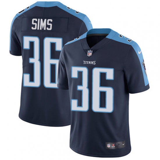 Youth Nike Tennessee Titans #36 LeShaun Sims Navy Blue Alternate Vapor Untouchable Elite Player NFL Jersey - Ujersey