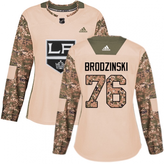 Women's Adidas Los Angeles Kings #76 Jonny Brodzinski Authentic Camo Veterans Day Practice NHL Jersey - Ujersey