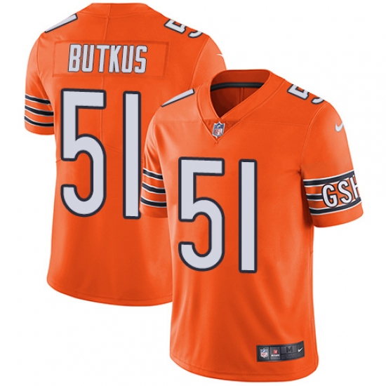 Men's Nike Chicago Bears #51 Dick Butkus Elite Orange Rush Vapor Untouchable NFL Jersey