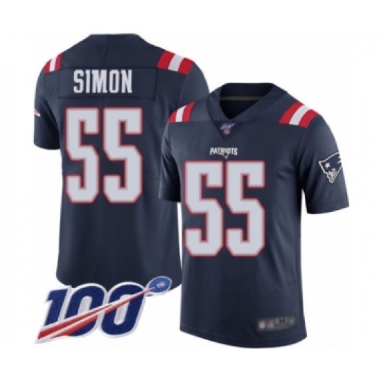 Men's New England Patriots #55 John Simon Limited Navy Blue Rush Vapor Untouchable 100th Season Football Jersey - Ujersey