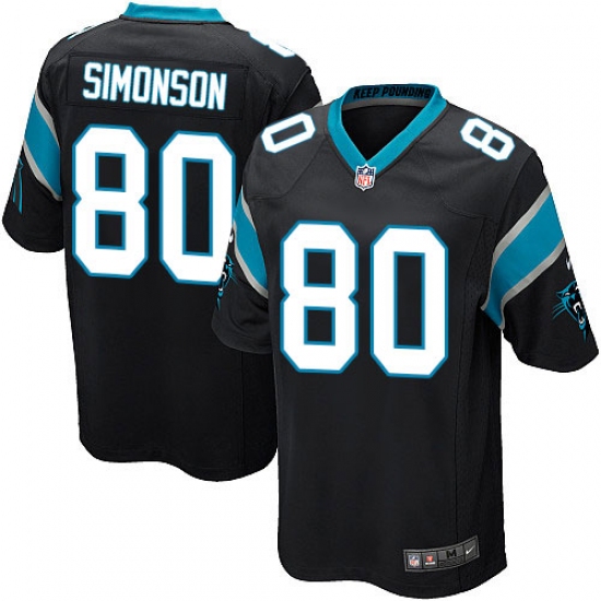 Men's Nike Carolina Panthers #80 Scott Simonson Game Black Team Color NFL Jersey - Ujersey