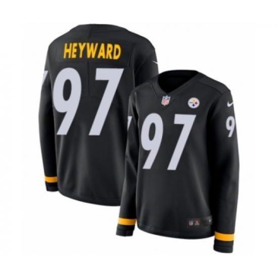 Women's Nike Pittsburgh Steelers #97 Cameron Heyward Limited Black Therma Long Sleeve NFL Jersey - Ujersey