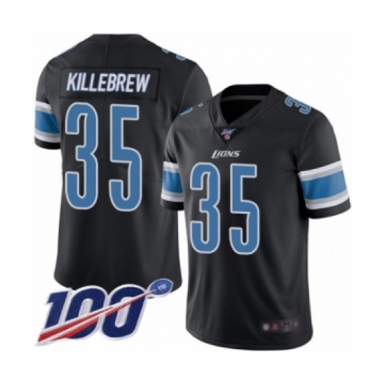 Men's Detroit Lions #35 Miles Killebrew Limited Black Rush Vapor Untouchable 100th Season Football Jersey - Ujersey