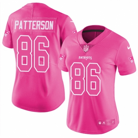 Women's Nike New England Patriots #86 Cordarrelle Patterson Limited Pink Rush Fashion NFL Jersey - Ujersey