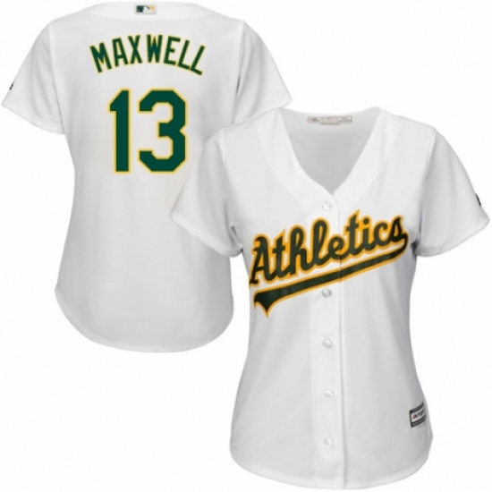 Women's Majestic Oakland Athletics #13 Bruce Maxwell Replica White Home Cool Base MLB Jersey - Ujersey