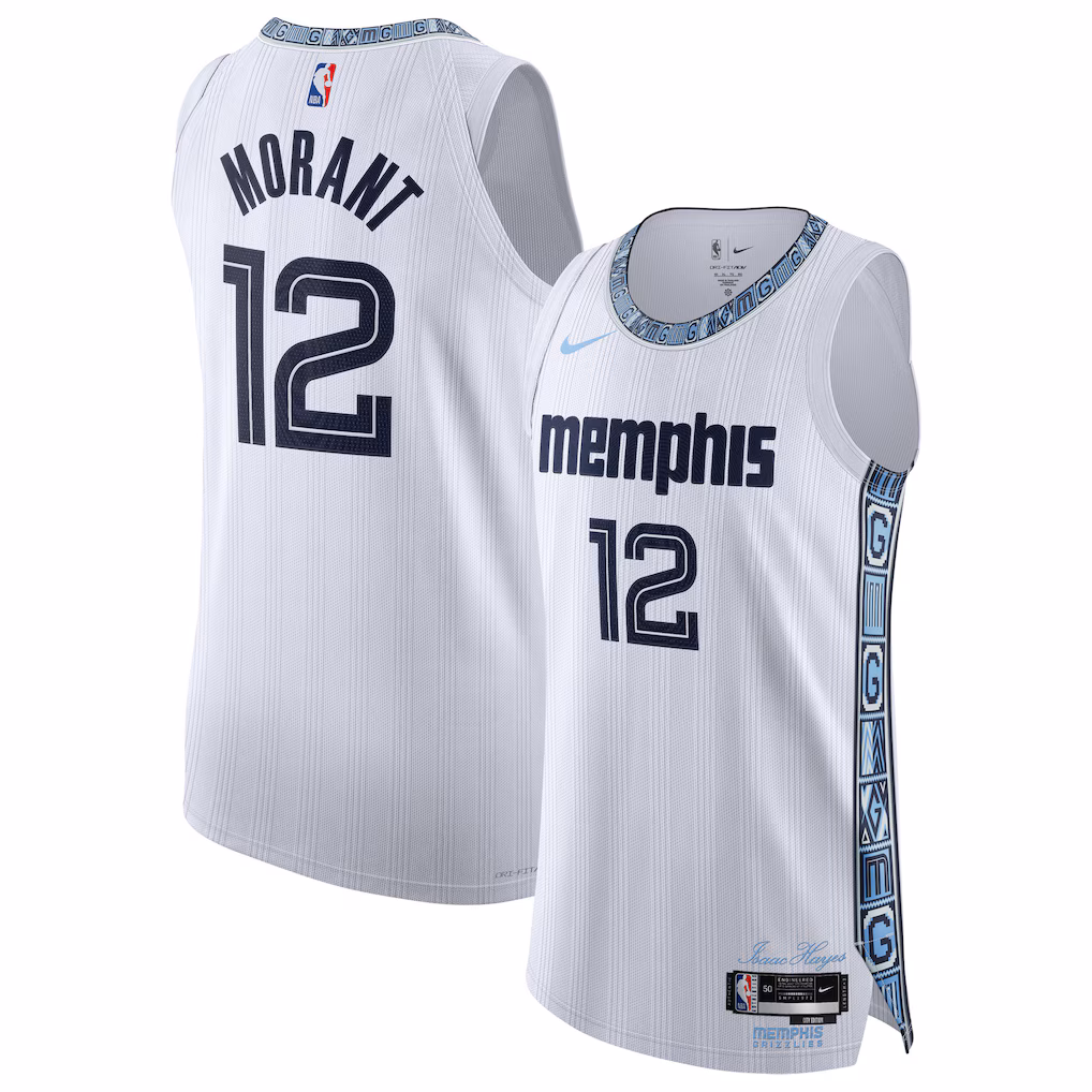 Unisex Memphis Grizzlies Ja Morant Nike White 2025/26 Authentic Jersey - City Edition - Ujersey