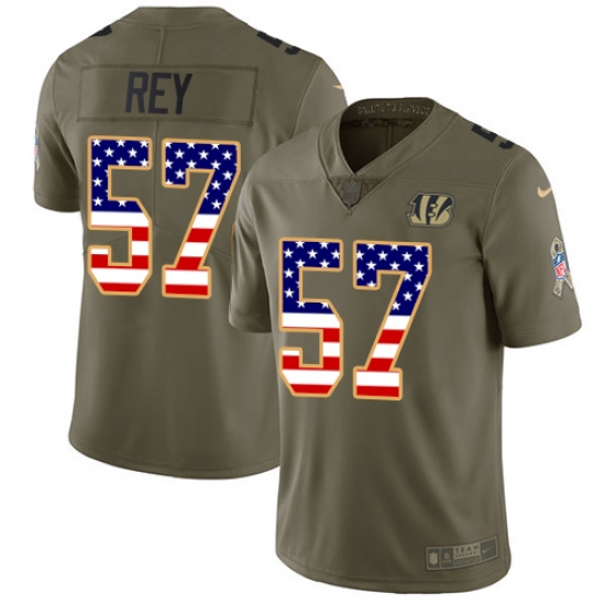 Men's Nike Cincinnati Bengals #57 Vincent Rey Limited Olive/USA Flag 2017 Salute to Service NFL Jersey - Ujersey
