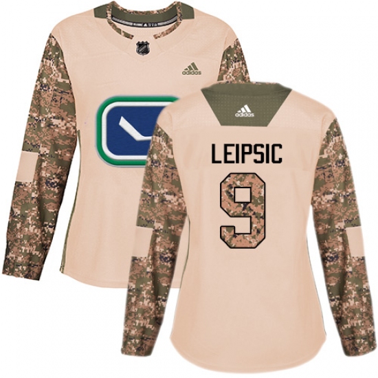 Women's Adidas Vancouver Canucks #9 Brendan Leipsic Authentic Camo Veterans Day Practice NHL Jersey - Ujersey