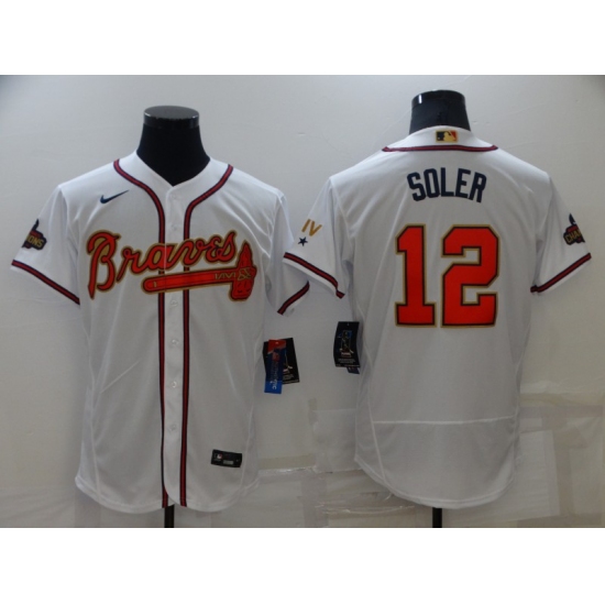 Men's Atlanta Braves #12 Jorge Soler White 2022 Gold Program Authentic Player Jersey - Ujersey