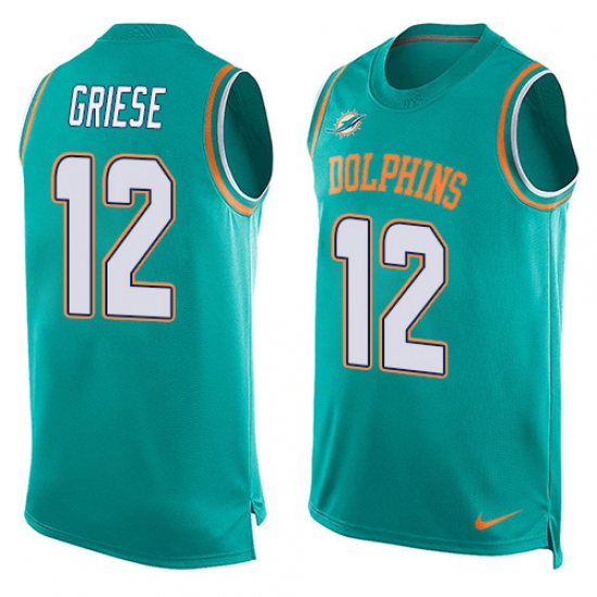 Men's Nike Miami Dolphins #12 Bob Griese Limited Aqua Green Player Name & Number Tank Top NFL Jersey - Ujersey