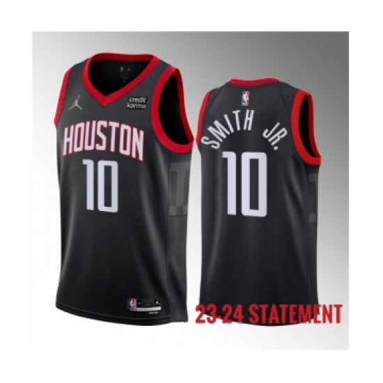 Men's Houston Rockets #10 Jabari Smith Jr. Black 2023 Statement Edition Stitched Basketball Jersey - Ujersey